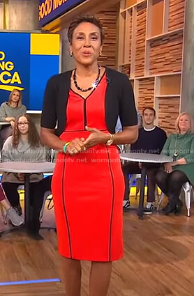 Robin's red piped dress on Good Morning America