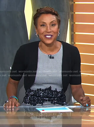 Robin's houndtooth lace waist dress on Good Morning America