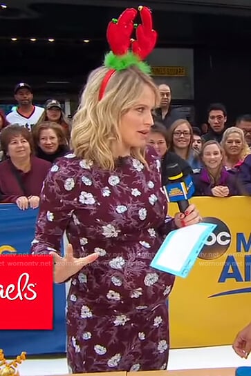 Sara's purple floral long sleeve dress on Good Morning America