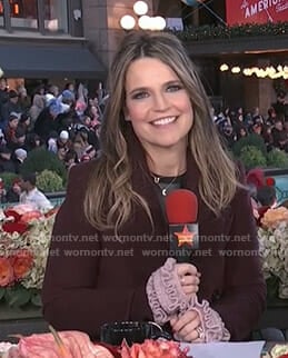 Savannah's red knit collar coat on Today