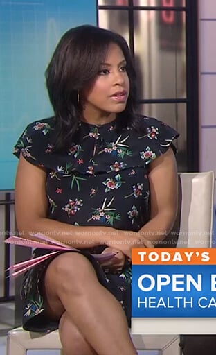 Sheinelle's black floral keyhole dress on Today
