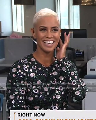 Sibley's black floral sequin top on Live from E!
