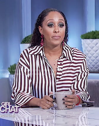 Tamera's striped satin top on The Real
