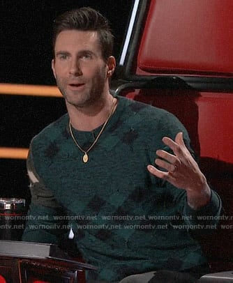 Adam Levine's green checked sweater on The Voice