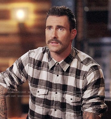 Adam Levine's black and white plaid shirt on The Voice