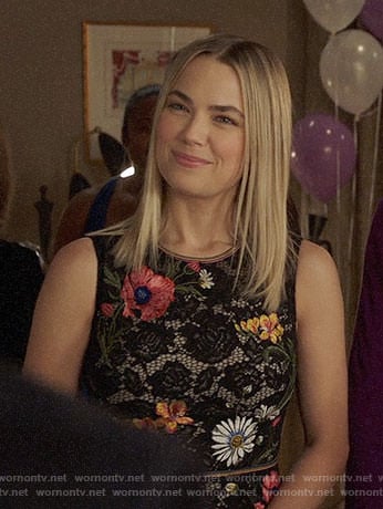 Anna's black floral lace dress on The Mindy Project