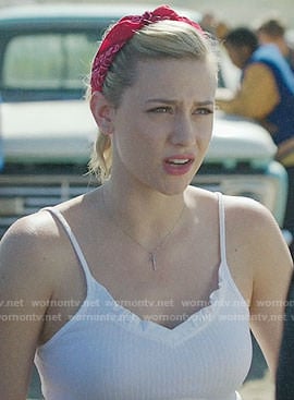 Betty's white ruffle trim top on Riverdale