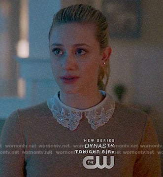 Betty's grey sweater with embellished collar on Riverdale