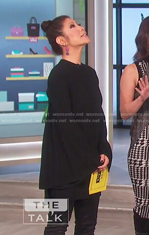 Julie's black bell sleeve mini dress on The Talk