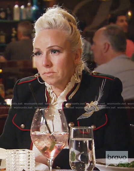 Margaret's black embroidered blazer on The Real Housewives of New Jersey