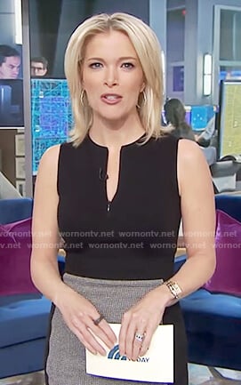 Megyn's black sleeveless sheath dress on Megyn Kelly Today