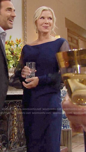 Brooke's blue Thanksgiving dress on The Bold and the Beautiful