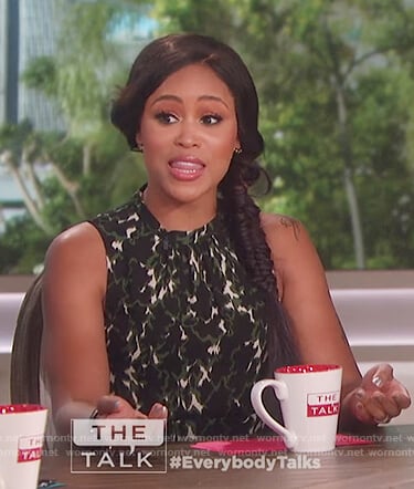 Eve's camo print sleeveless dress on The Talk