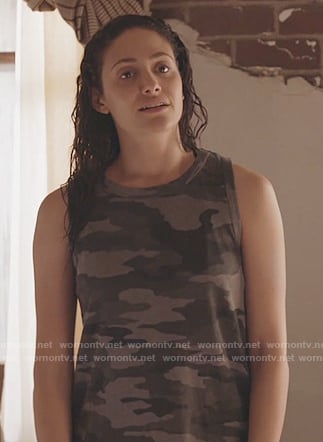 Fiona's camo print tank top on Shameless