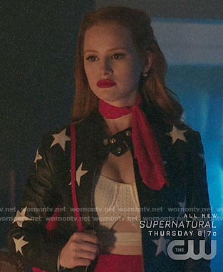 Cheryl's star print leather jacket on Riverdale