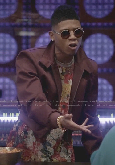 Hakeem's burgundy cropped jacket on Empire