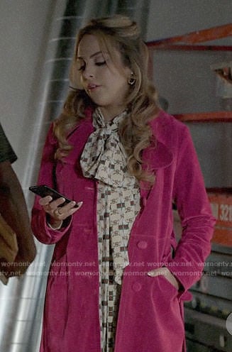 Fallon's pink velvet coat on Dynasty