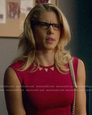 Felicity's pink dress with triangle cutouts on Arrow