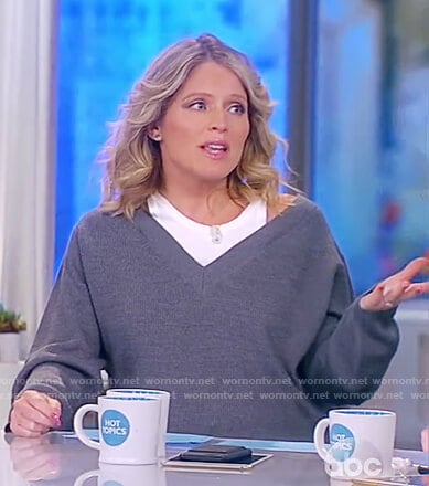 Sara's gray ribbed sweater with inner tank top on The View