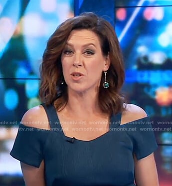Gorgi's teal cold shoulder dress on The Project
