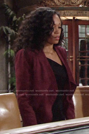 Hilary's dark red suede jacket on The Young and the Restless