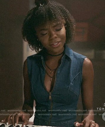 Josie's denim jumpsuit on Riverdale