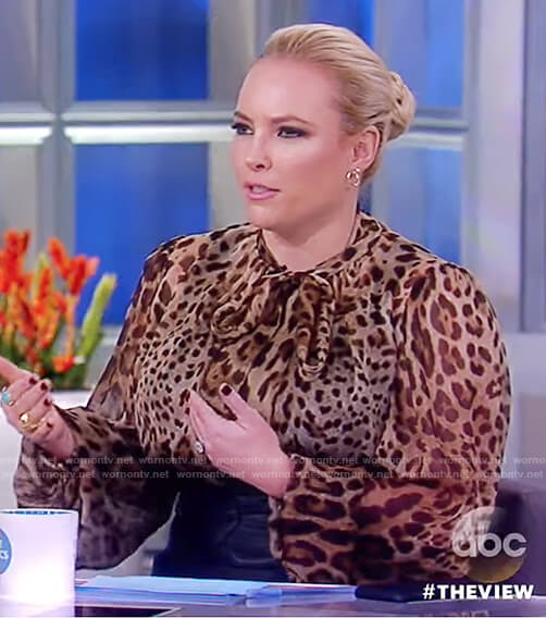 Meghan's leopard print neck tie top on The View