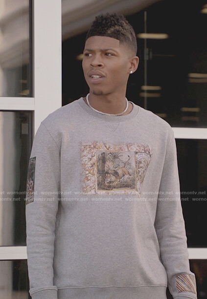Hakeem's gray lion print sweater on Empire