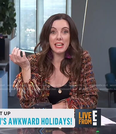 Melanie's brown frayed tweed jacket on Live from E!