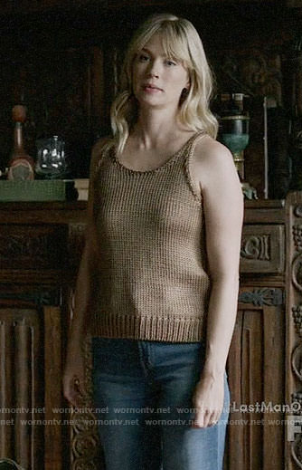 Melissa's brown knit tank top on Last Man on Earth