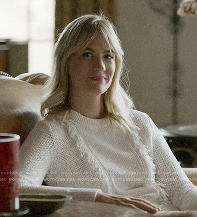 Melissa's white fringed sweater on Last Man on Earth