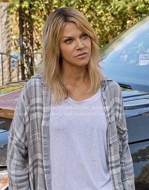 Mickey's grey plaid shirt on The Mick