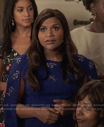 Mindy's purple embellished cape dress on The Mindy Project