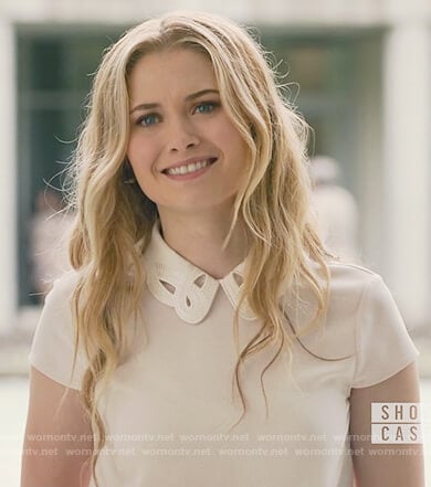 Karolina's pink embroidered collar top and floral print skirt on Marvel's Runaways