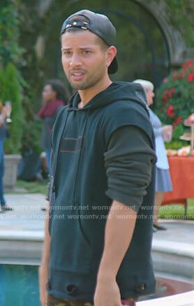 Sam's black disressed hoodie on Dynasty