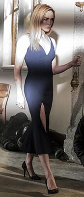 Sara's midi mermaid dress on Arrow / Supergirl