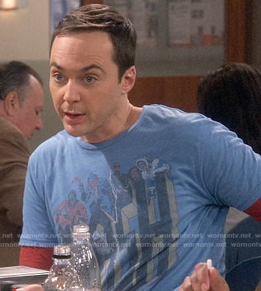 Sheldon's blue Flash t-shirt on The Big Bang Theory
