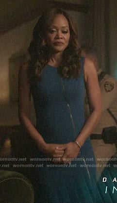Sierra's blue zip front dress on Riverdale