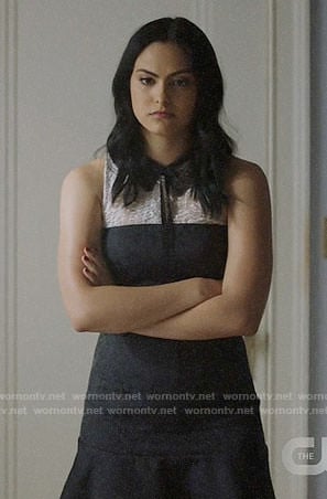 Veronica's black and white lace collared dress on Riverdale