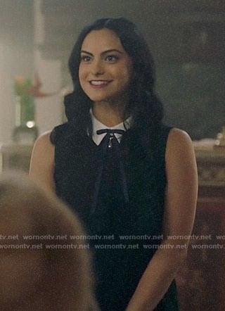 Veronica's dark green collared dress on Riverdale
