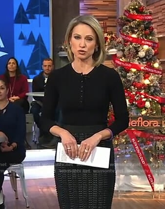 Amy's black snap button top on Good Morning America