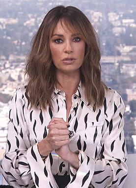 Catt's white printed shirtdress on E! News Daily Pop
