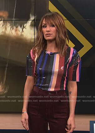 Catt's multicolored sequin top on E! News