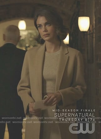 Cristal's gold cropped top and skirt on Dynasty