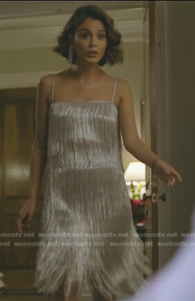 Cristal's metallic fringed top and skirt on Dynasty