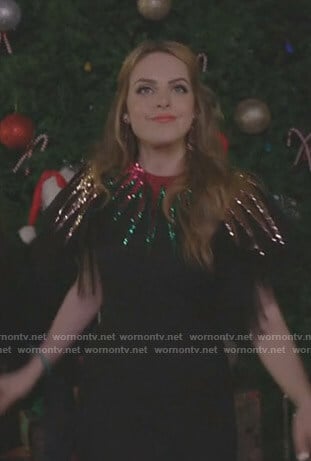 Fallon's black embellished tulle dress on Dynasty