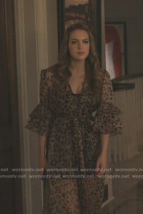 Fallon's leopard print ruffle robe on Dynasty