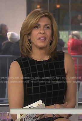 Hoda's black windowpane checked sleeveless dress on Today