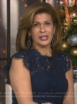 Hoda's navy lace sheath dress on Today