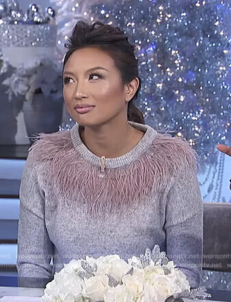 Jeannie's grey feather sweater on The Real